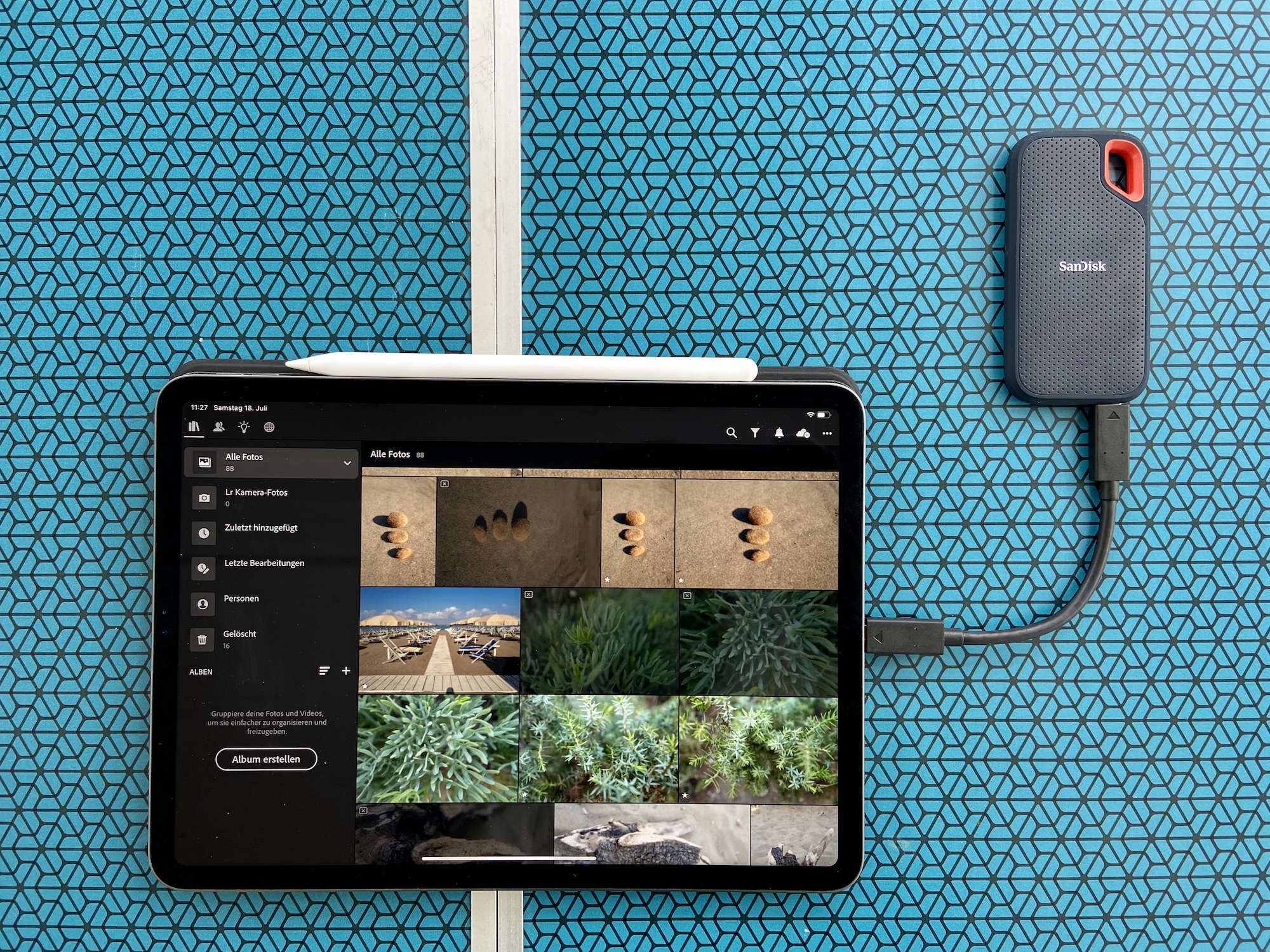Backing up photos from the iPad Pro with an external San Disk SSD